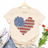 Floral Heart Flag Patriotic Tee