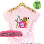 Monogram Apple & School Supplies Tee