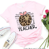 Leopard Apple Teacher Typography Tee