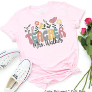 Personalized Floral Teacher Tee