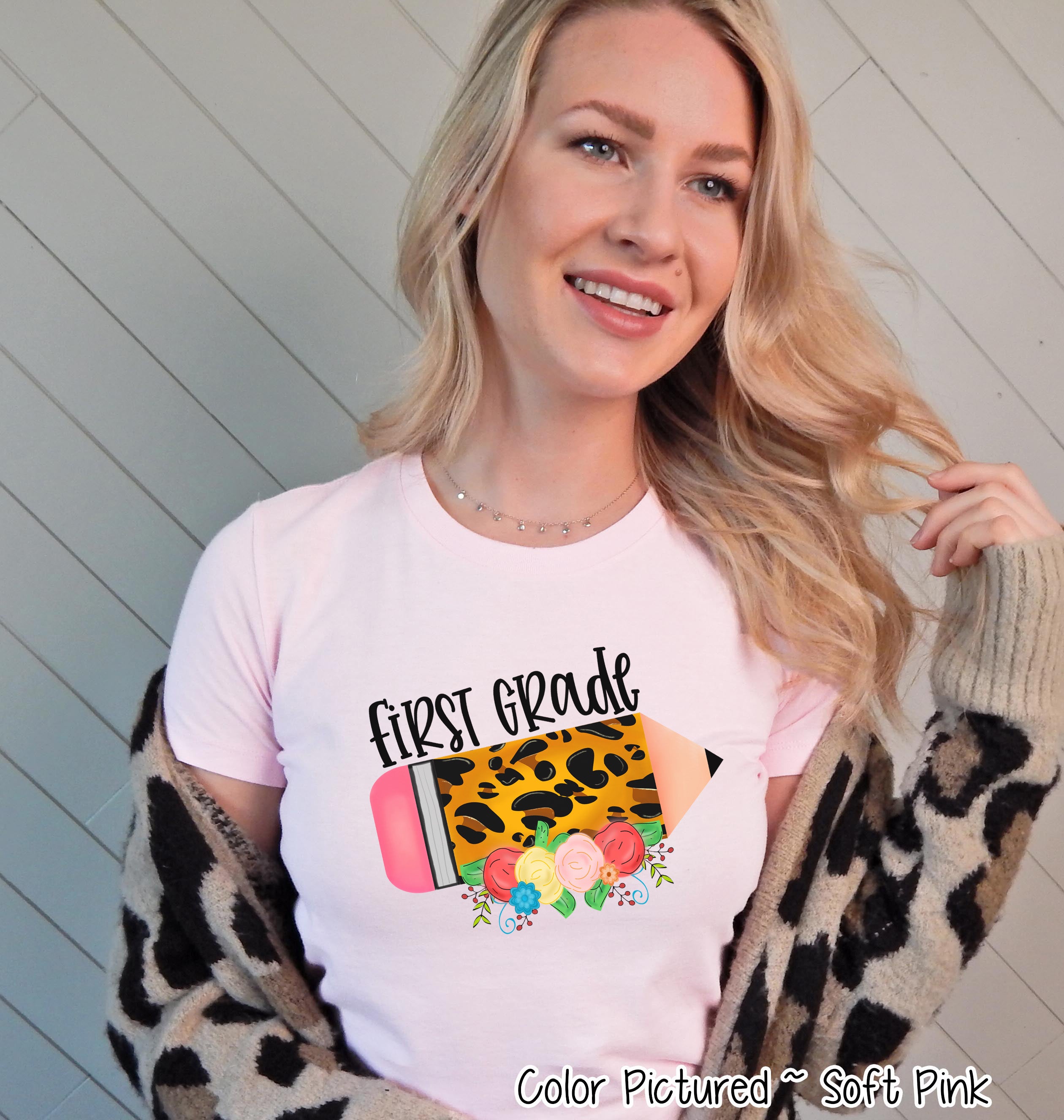 Custom Leopard Pencil Student and Teacher Grade Tee