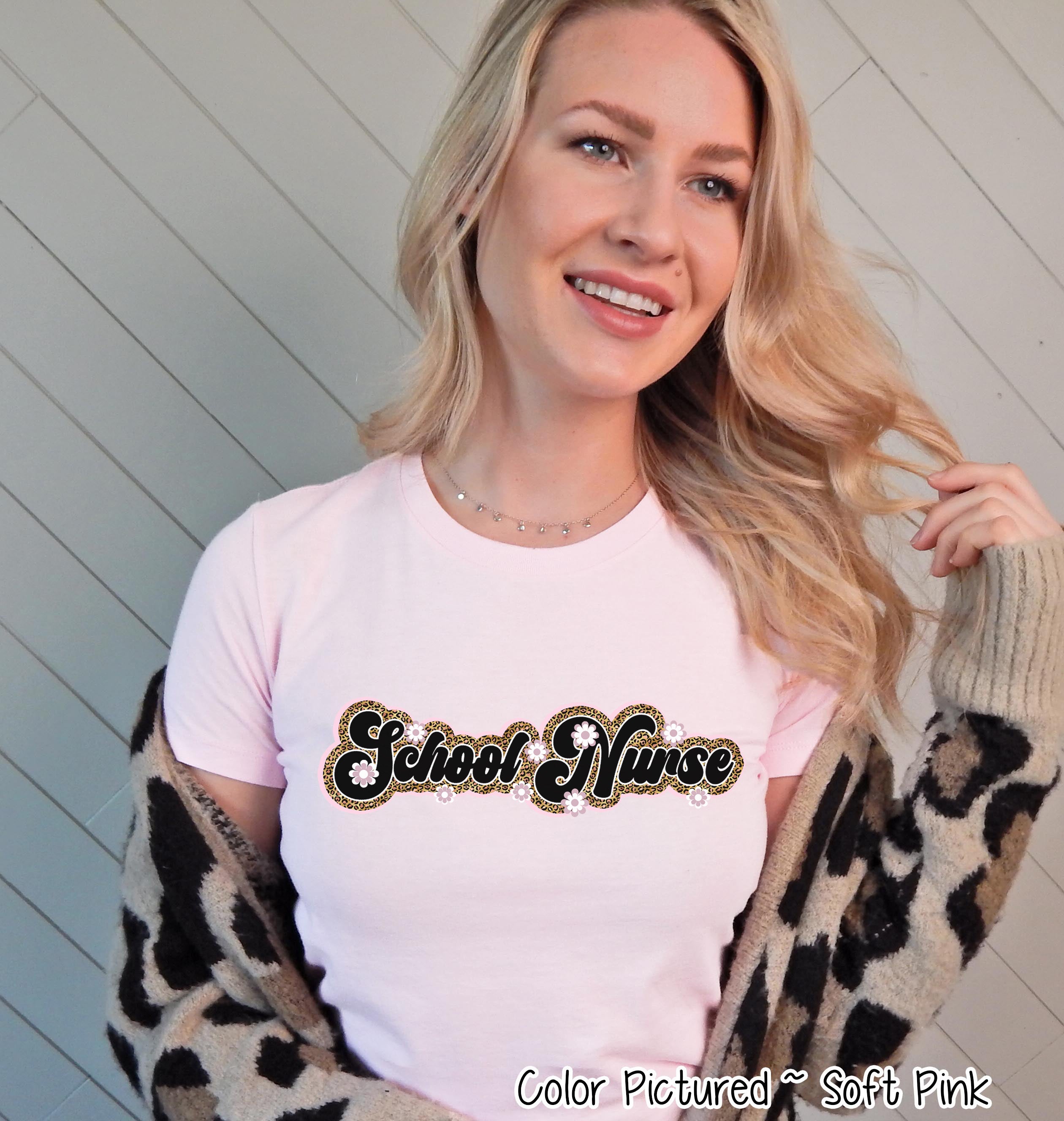 Retro Leopard School Nurse Tee