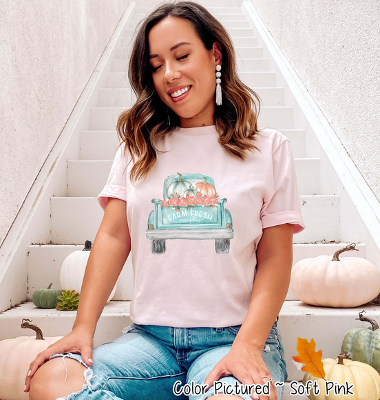 Watercolor Vintage Truck Pumpkin Fall Tee