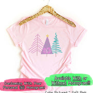 Monogrammed Modern Pastel Christmas Tree Tee