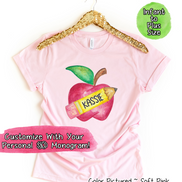 Personalized Watercolor Apple & Pencil Tee