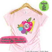Monogram Apple Back to School Tee