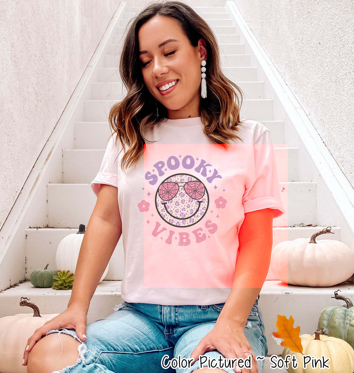 Retro Spooky Vibes Smile Halloween Tee