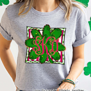 Monogram St Patricks Day Clover Tee
