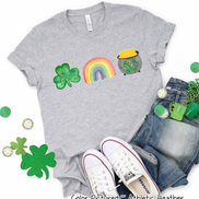 Monogram Shamrock Rainbow & Gold St Patricks Day Tee