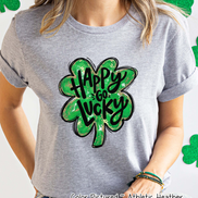 Happy Go Lucky Clover St Patricks Day Tee