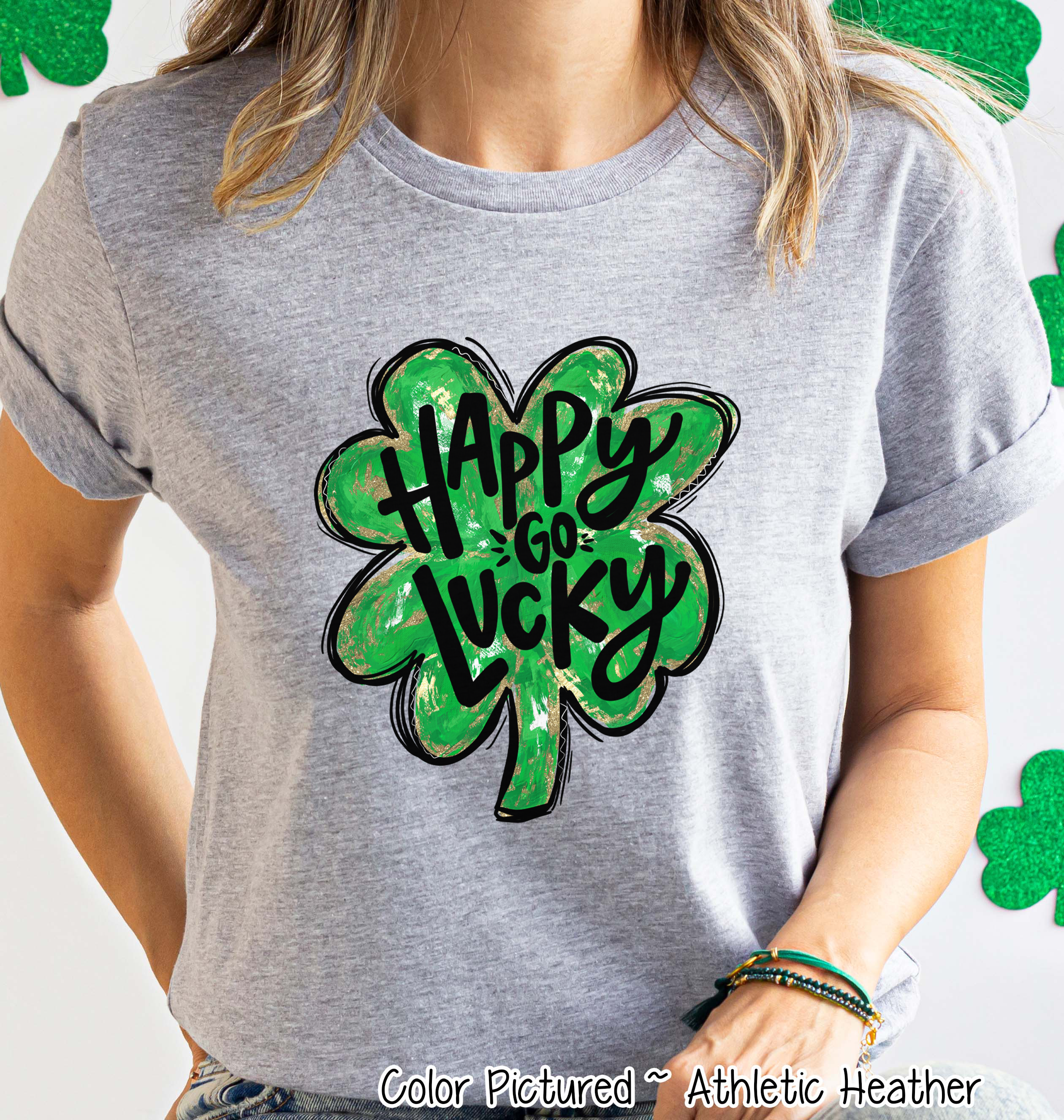 Happy Go Lucky Clover St Patricks Day Tee