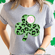 Monogram Green Leopard Shamrock St Patricks Day Tee