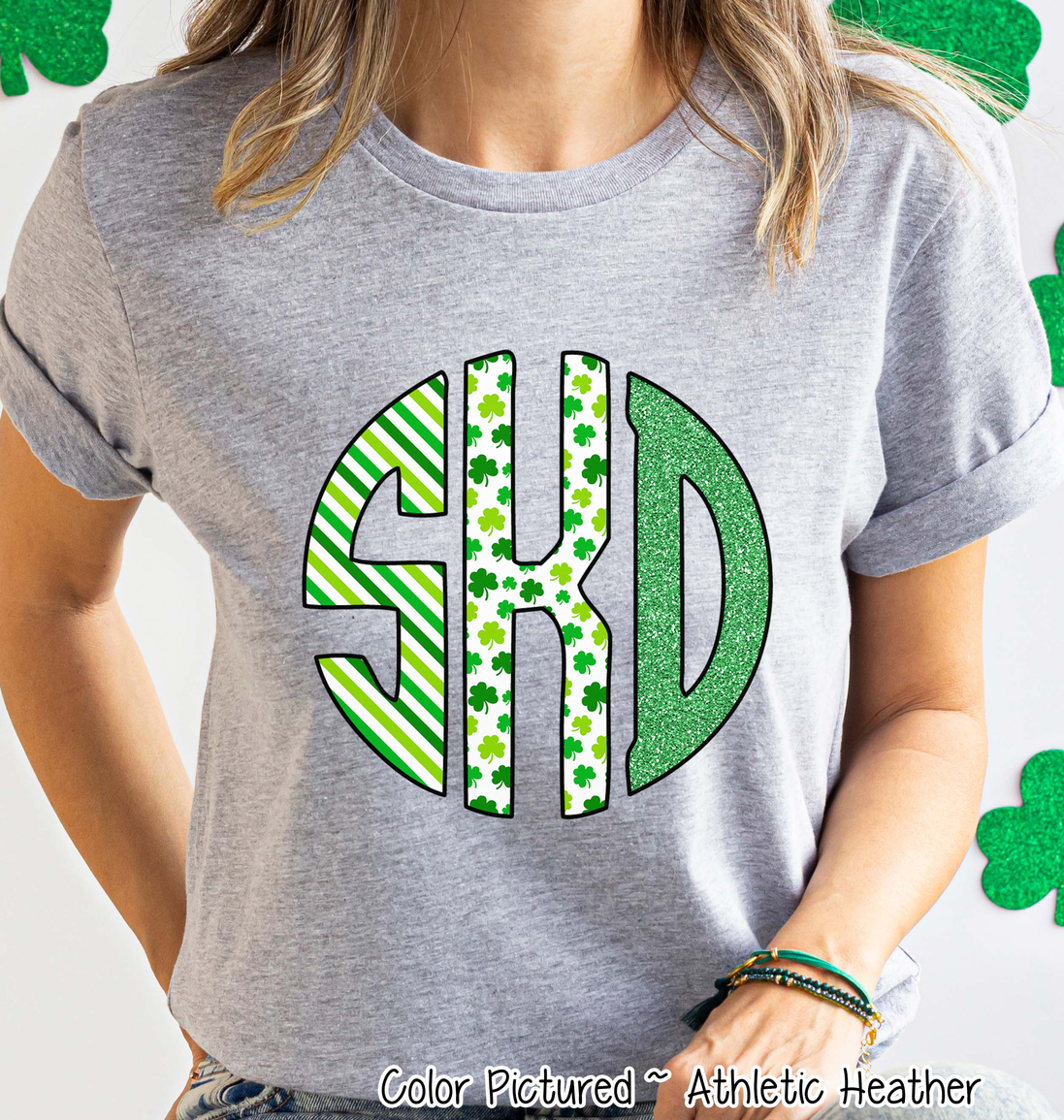 St Patricks Day Print Big Monogram Tee
