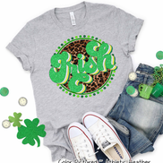Retro Leopard Irish St Patricks Day Tee