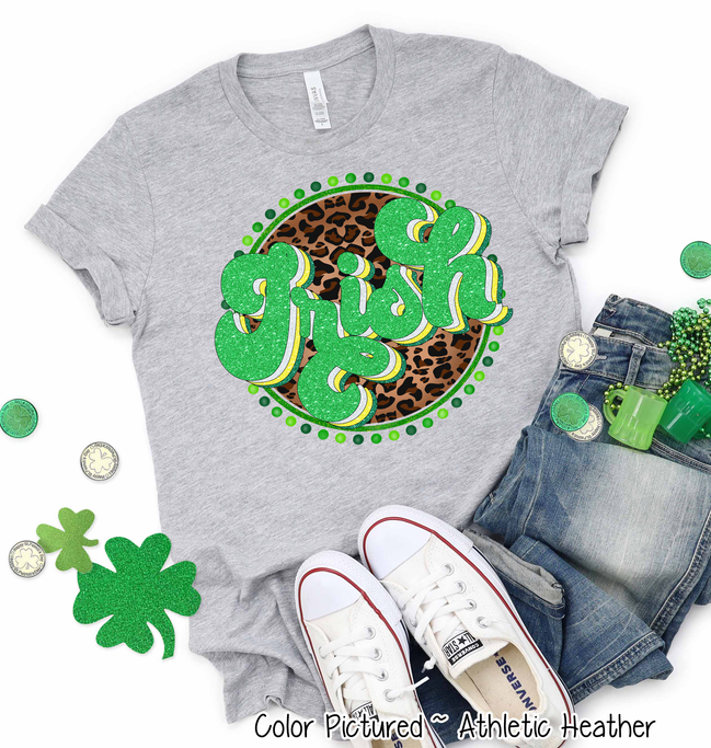 Retro Leopard Irish St Patricks Day Tee