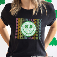 Retro Colorful Feelin Lucky Smiley Face St Patricks Day Tee