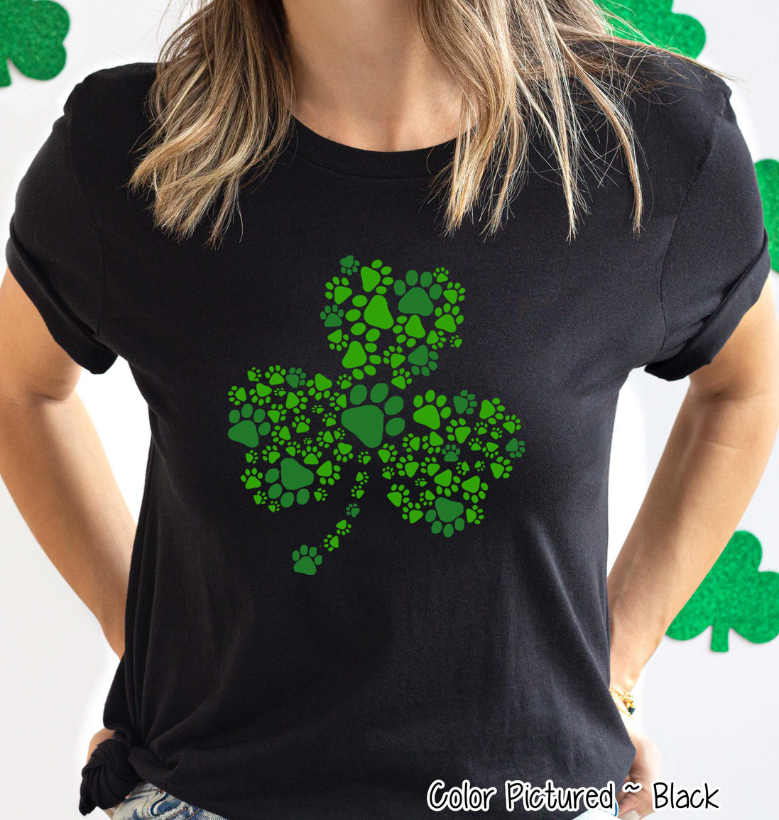 Paw Print Shamrock St Patricks Day Tee