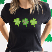 Monogram Watercolor Clover Trio St Patricks Day Tee