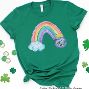 Monogram Watercolor Rainbow & Pot of Gold St Patricks Day Tee