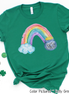 Monogram Watercolor Rainbow & Pot of Gold St Patricks Day Tee
