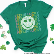 Retro Colorful Feelin Lucky Smiley Face St Patricks Day Tee