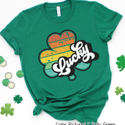 Lucky Retro Shamrock St Patricks Day Tee