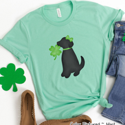 Black Lab Girl with Bow St Patricks Day Tee