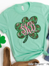 Monogram Green Leopard Shamrock St Patricks Day Tee