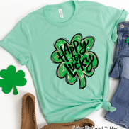 Happy Go Lucky Clover St Patricks Day Tee