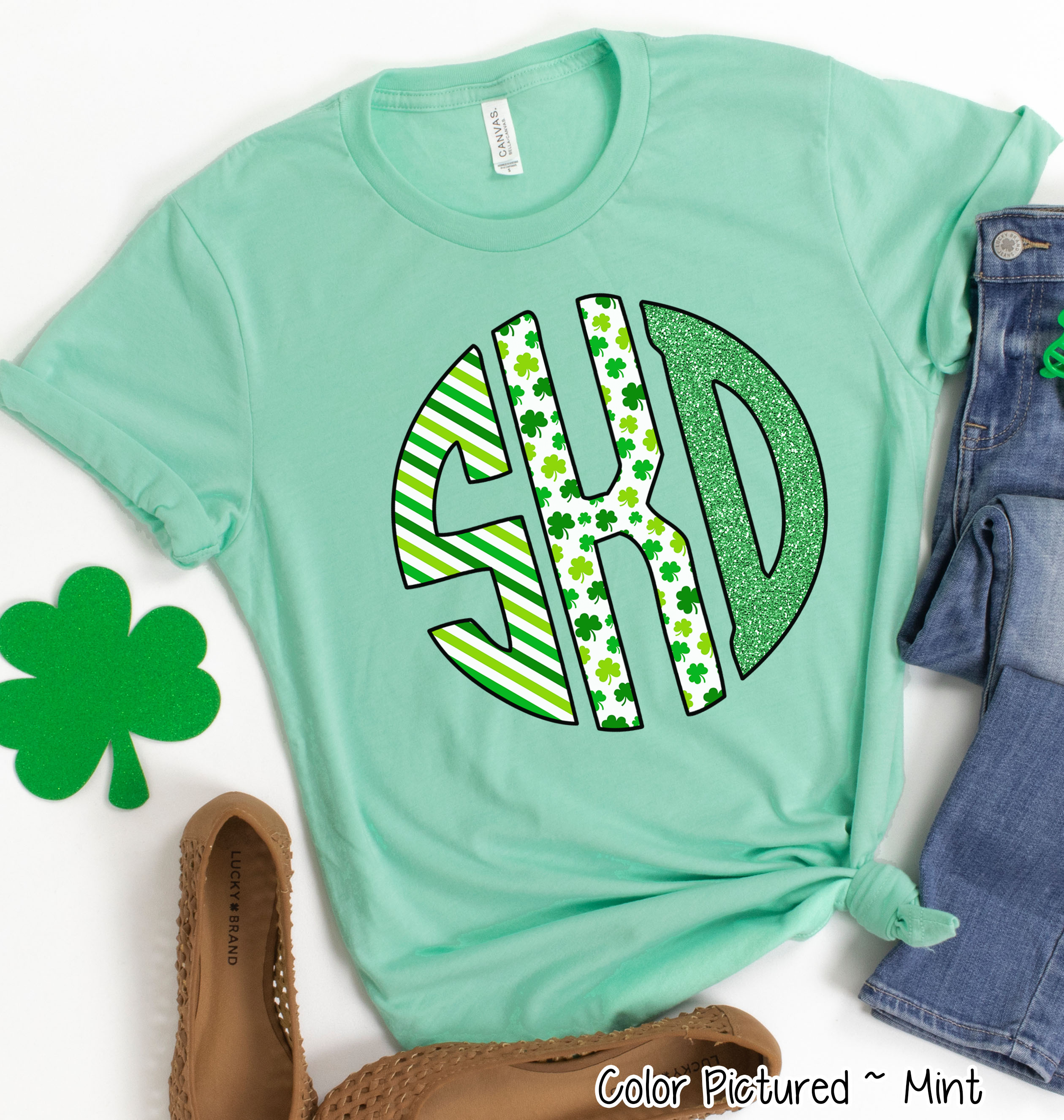 St Patricks Day Print Big Monogram Tee