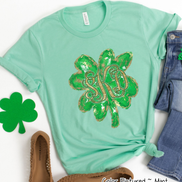 Monogram Gold Accent Clover St Patricks Day Tee