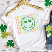 Retro Colorful Feelin Lucky Smiley Face St Patricks Day Tee