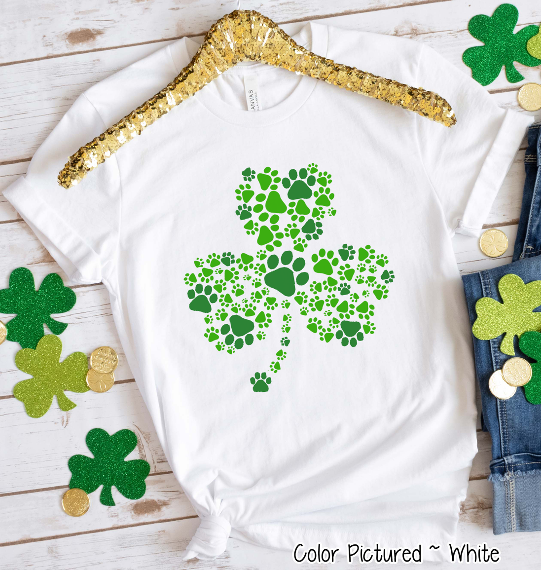 Paw Print Shamrock St Patricks Day Tee