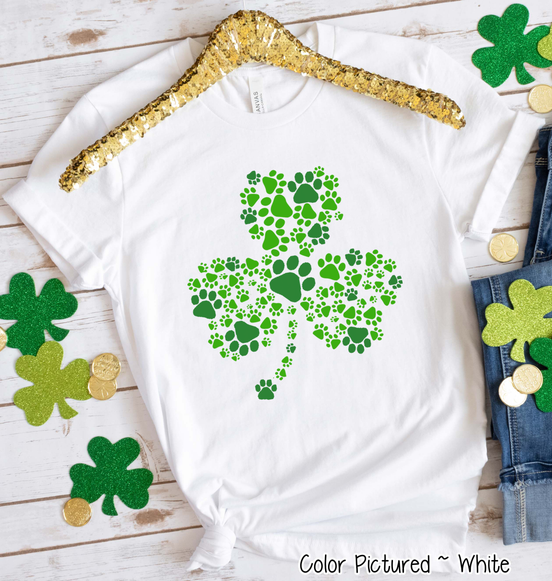 Paw Print Shamrock St Patricks Day Tee