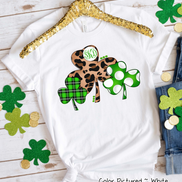 Monogram Leopard Plaid & Dot Shamrock Trio St Patricks Day Tee