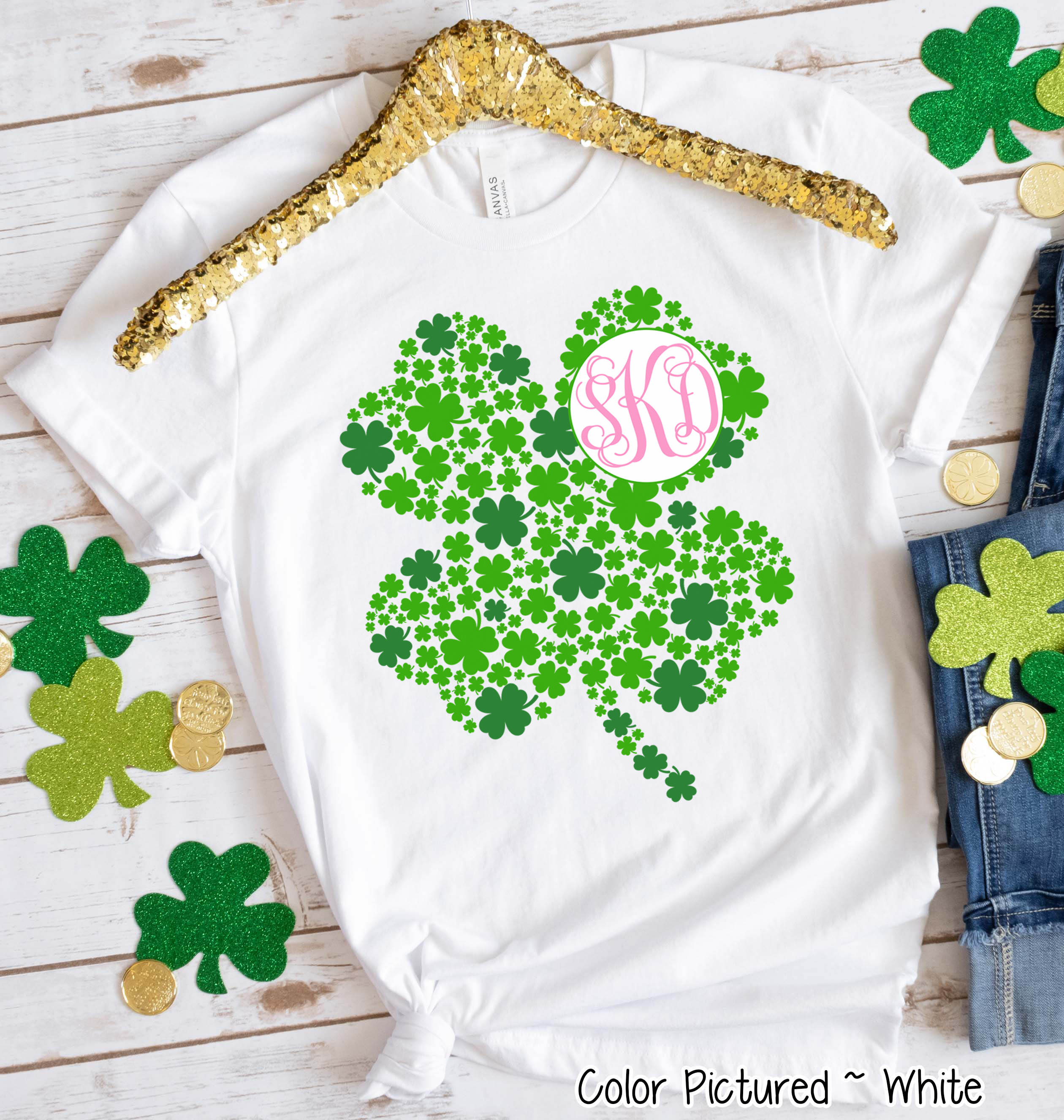Monogram Multi Clover St Patricks Day Tee