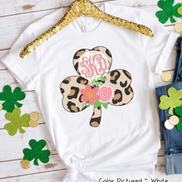 Monogram Leopard Shamrock St Patricks Day Tee