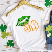 Monogram Leopard St Patricks Day Lips Tee