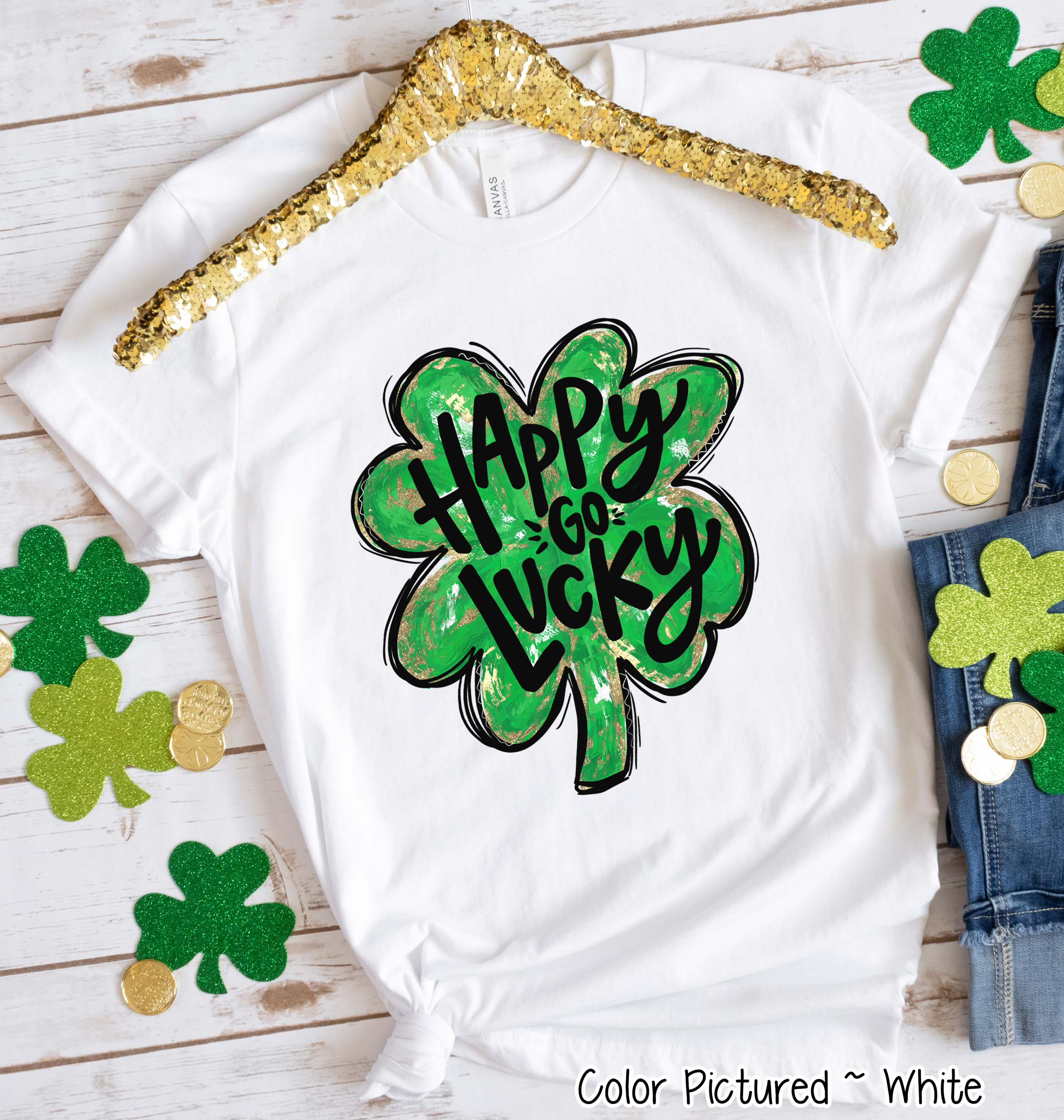 Happy Go Lucky Clover St Patricks Day Tee