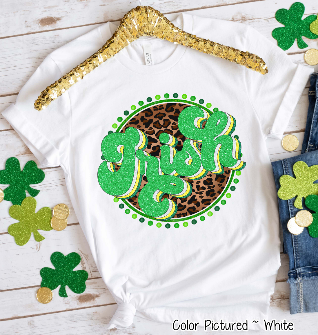 Retro Leopard Irish St Patricks Day Tee