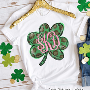 Monogram Green Leopard Shamrock St Patricks Day Tee