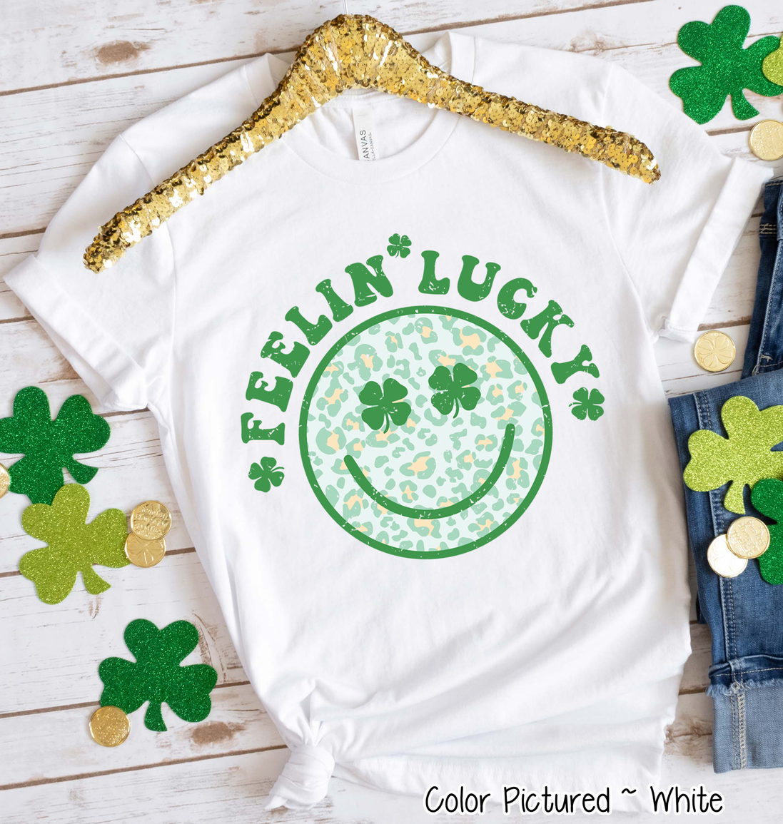 Retro Feelin Lucky Smiley Face St Patricks Day Tee