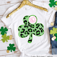 Monogram Green Leopard Shamrock St Patricks Day Tee