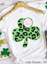 Monogram Green Leopard Shamrock St Patricks Day Tee
