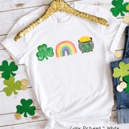Monogram Shamrock Rainbow & Gold St Patricks Day Tee