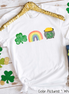 Monogram Shamrock Rainbow & Gold St Patricks Day Tee