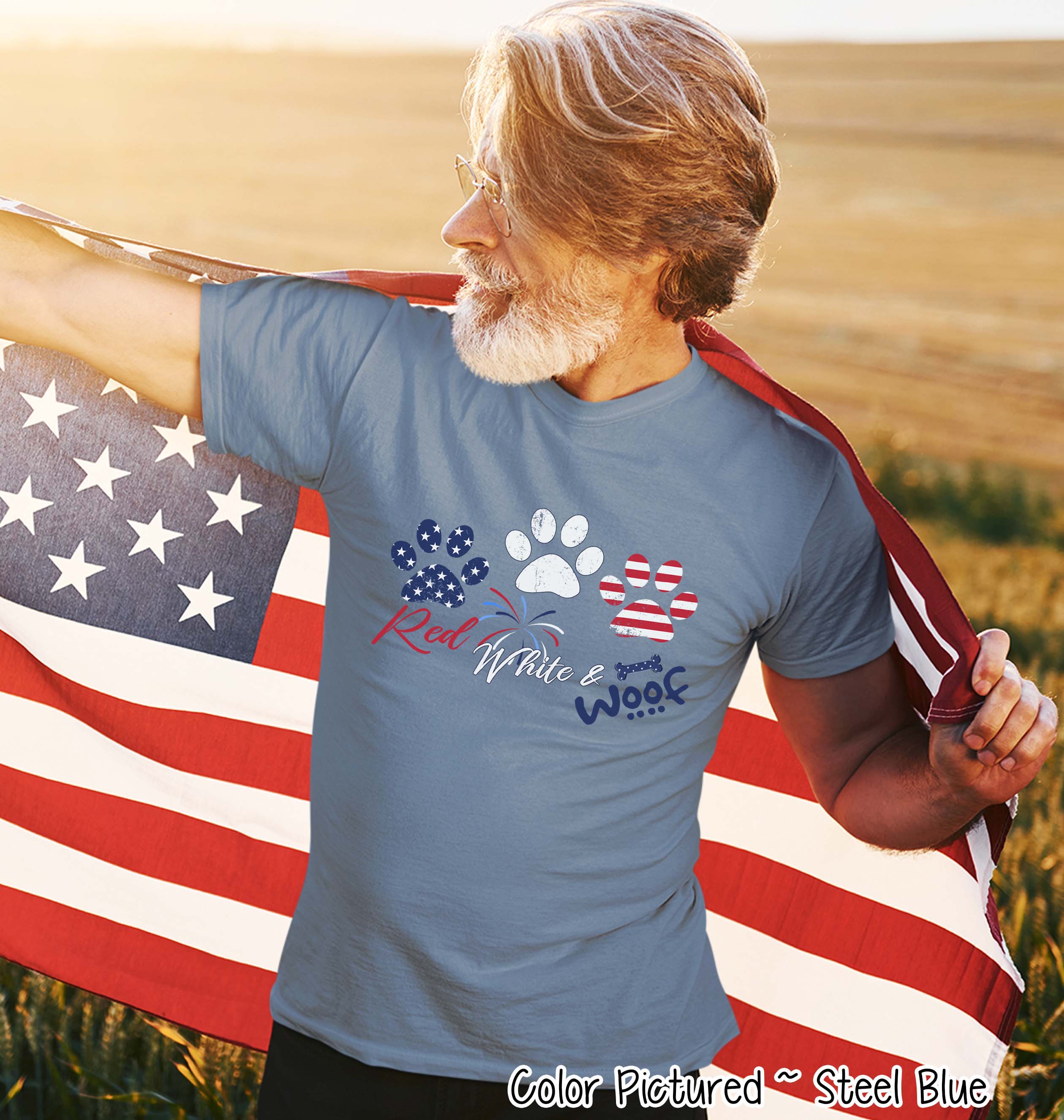 Red White and Woof Dog Lovers Patriotic Tee