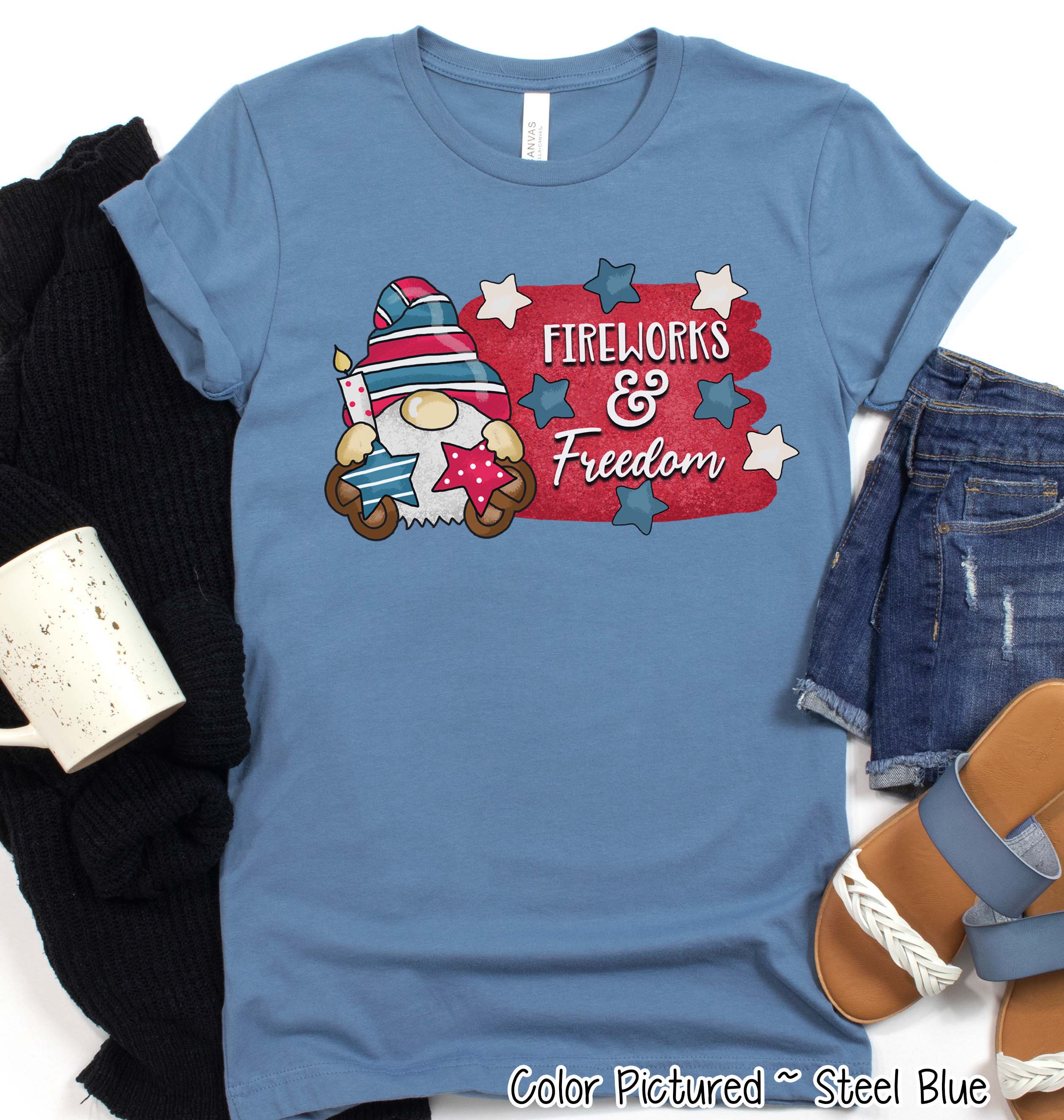 Gnome Fireworks & Freedom Patriotic Tee
