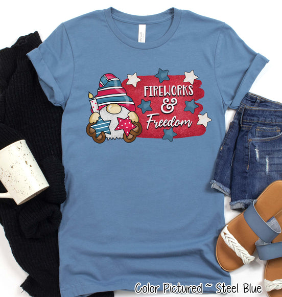 Gnome Fireworks & Freedom Patriotic Tee