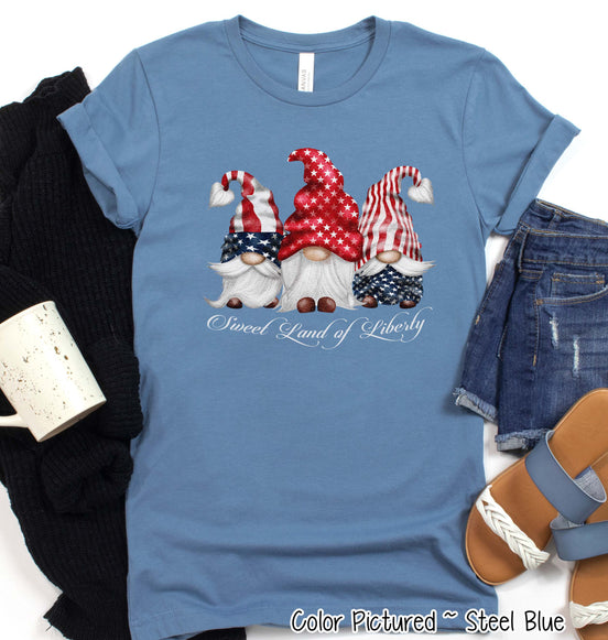 Gnome Sweet Land of Liberty Patriotic Tee